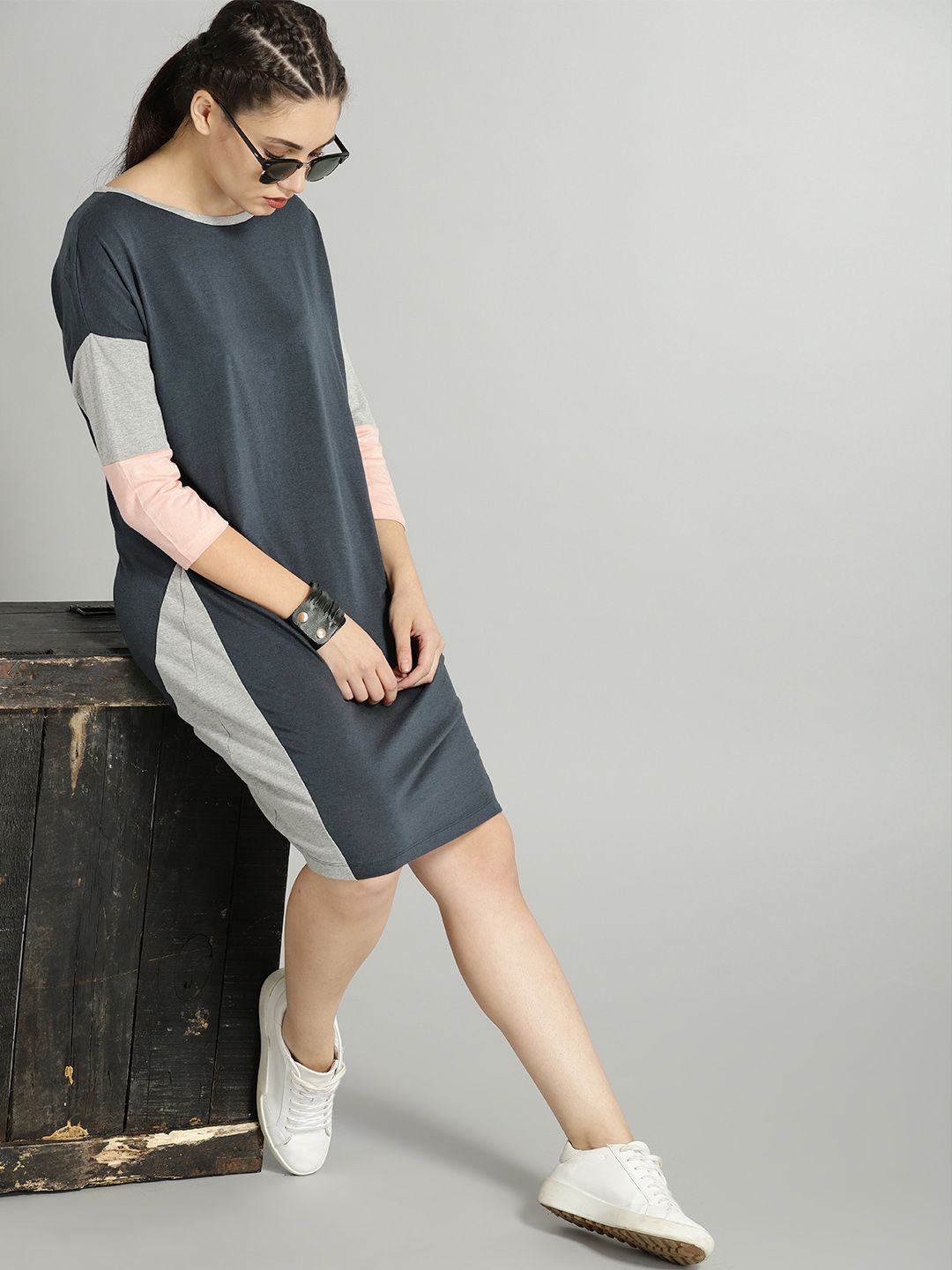 Roadster Easy Shift Dress In Cotton Blend