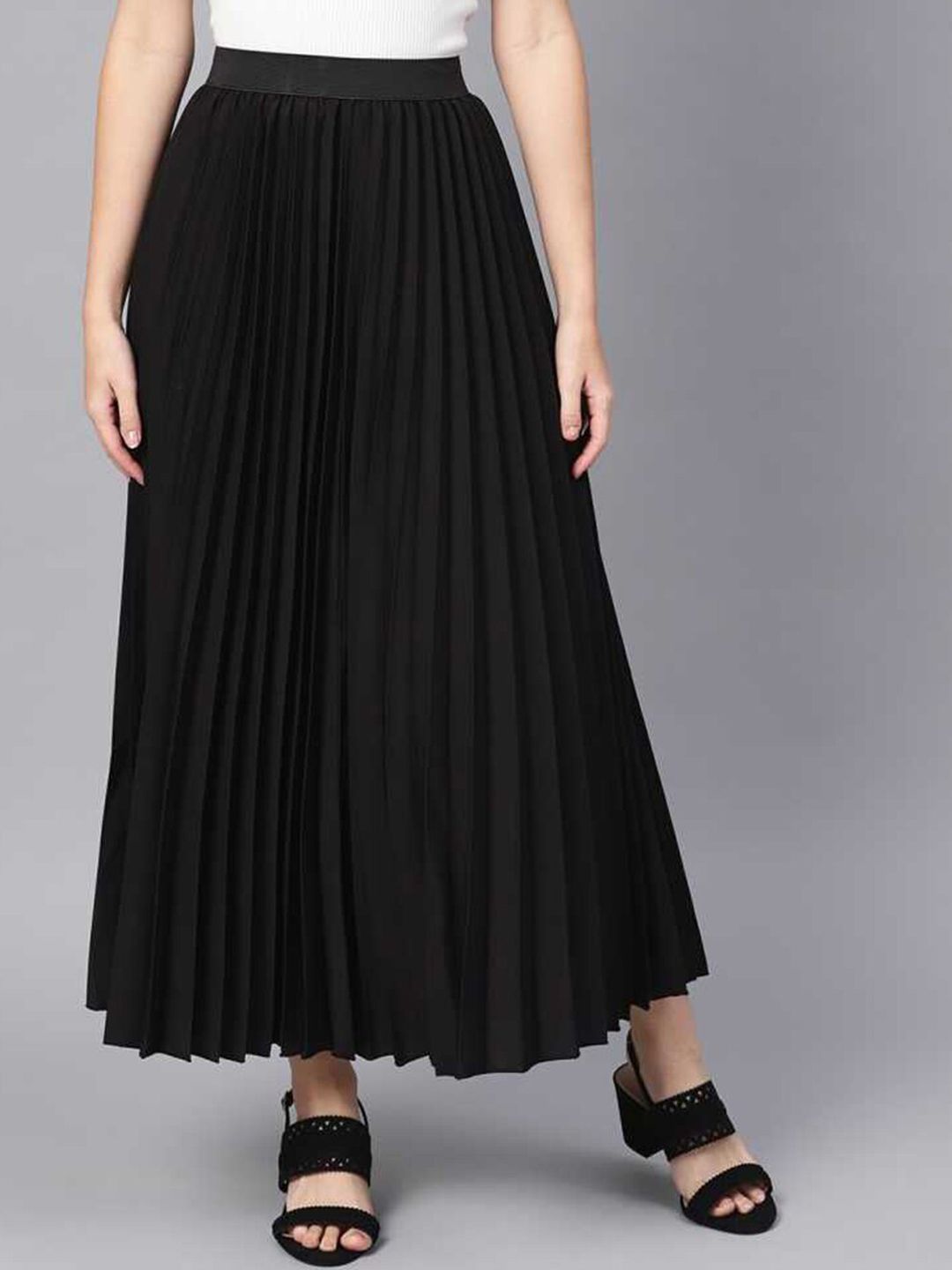 DEKLOOK Accordion Pleated A-Line Maxi Skirt Price in India