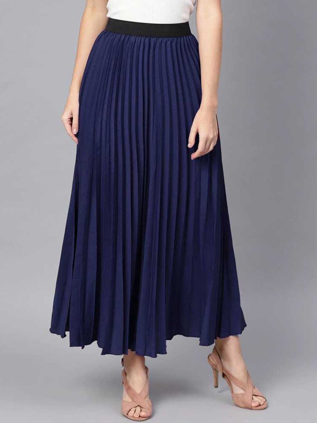 DEKLOOK Accordion Pleated A-Line Maxi Skirt Price in India