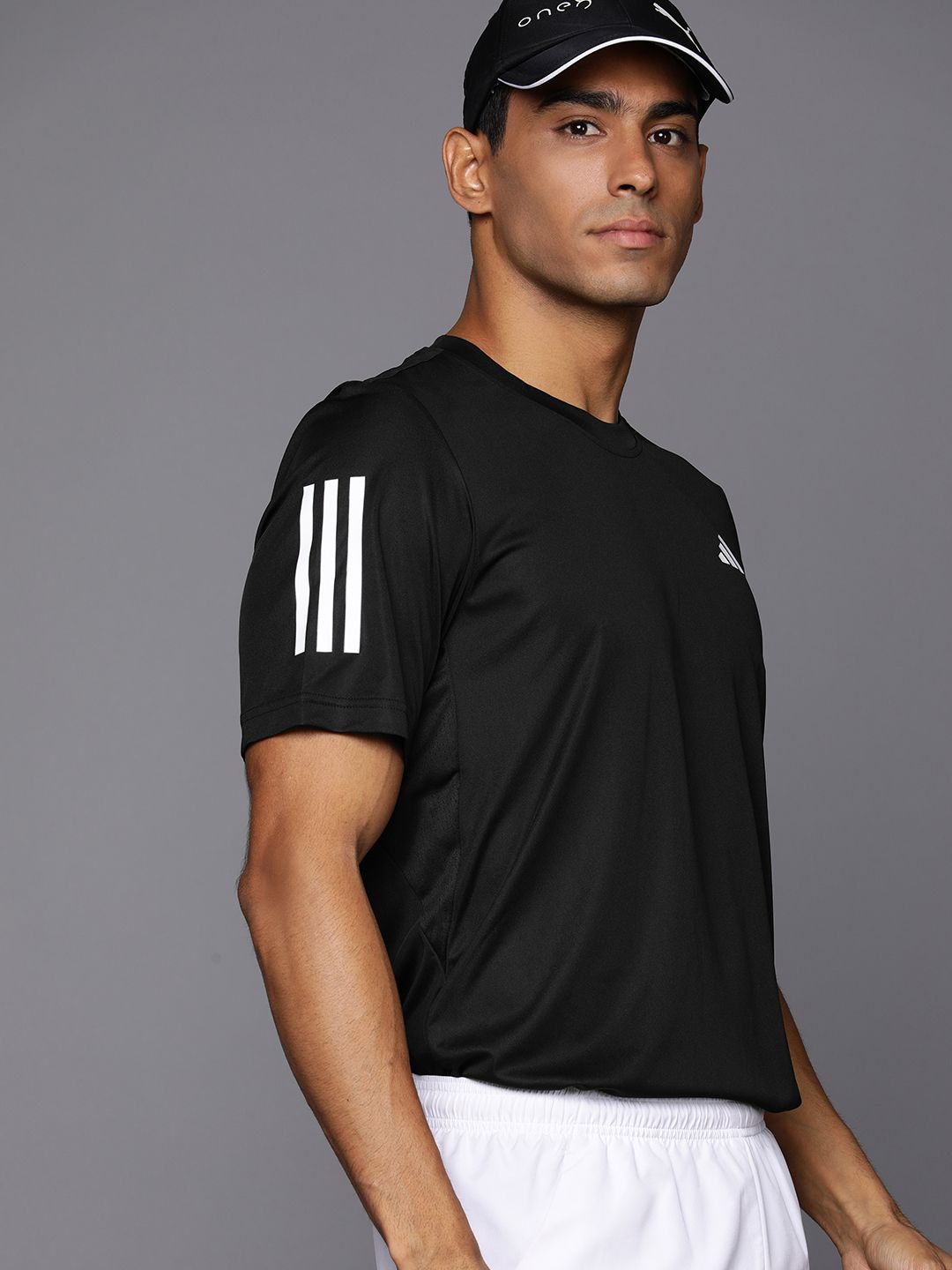 ADIDAS Brand Logo & Striped Detail Aeroready CLUB 3STR Tennis T-shirt