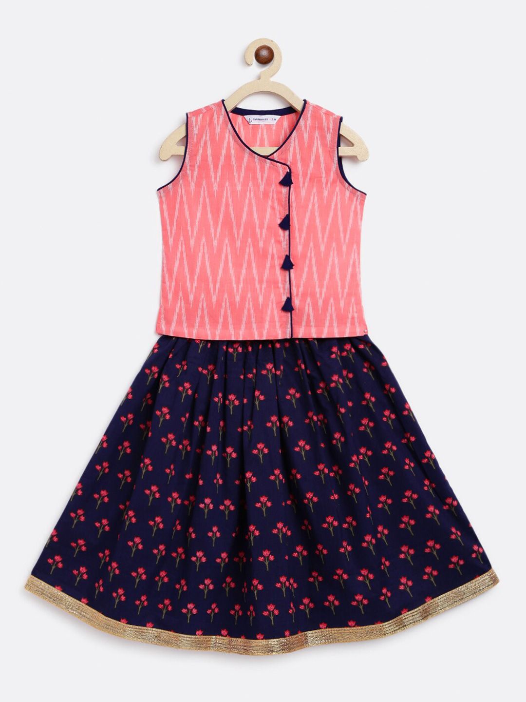 Campana Girls Printed Ready to Wear Cotton Lehenga & Blouse