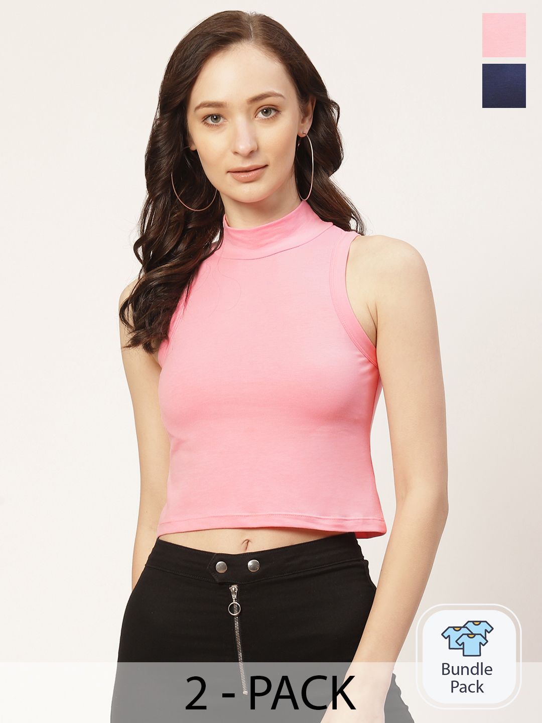 FEMEA Pink Cotton Crop Top Price in India