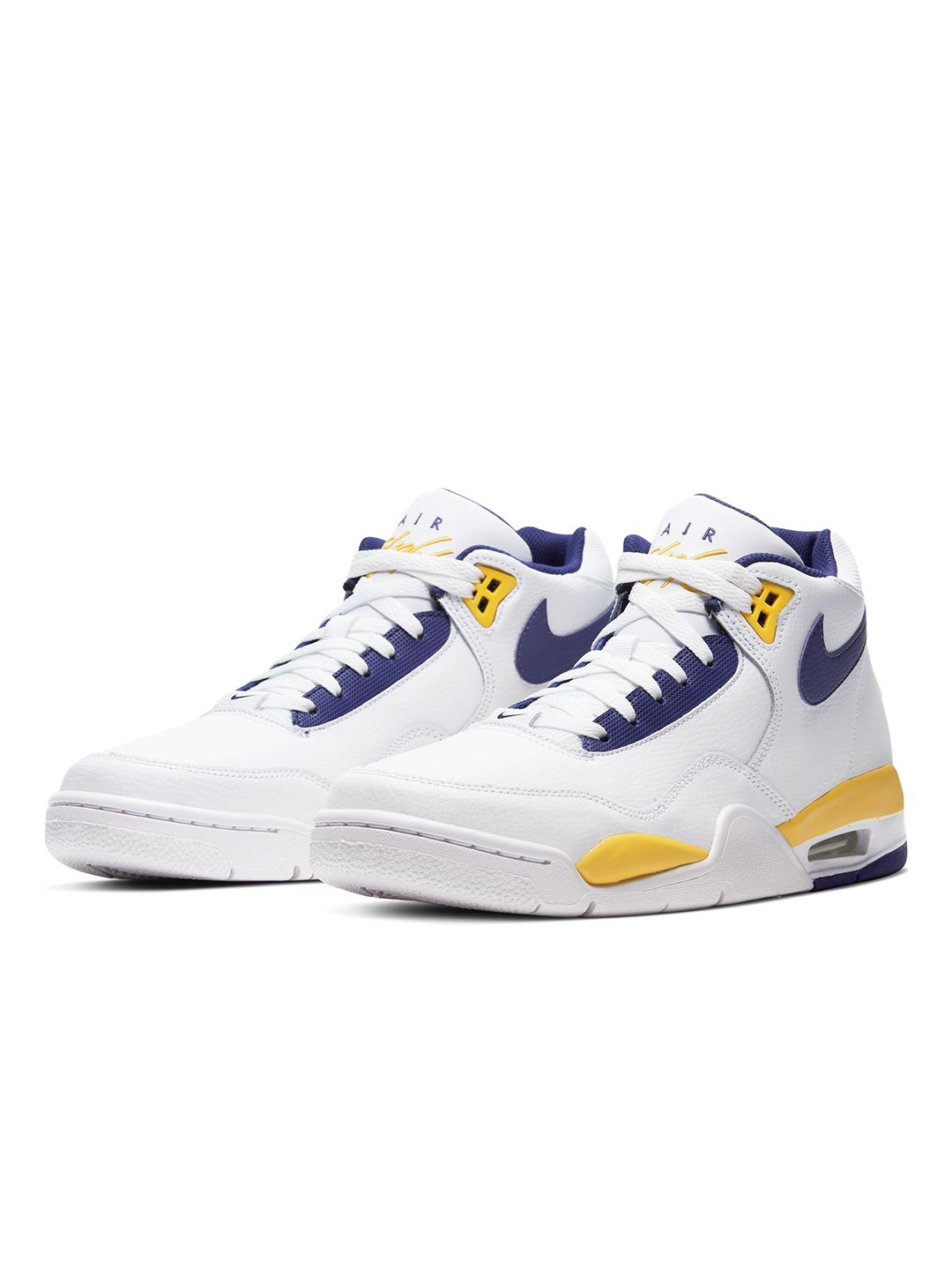 Buy Nike Men White Solid FLIGHT LEGACY Leather Mid-Top Sneakers