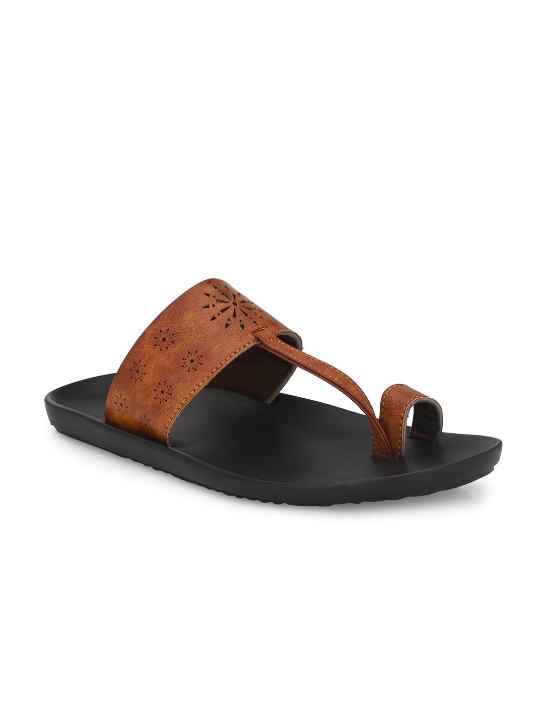 Azzaro Black Men Laser Cut Comfort Sandals