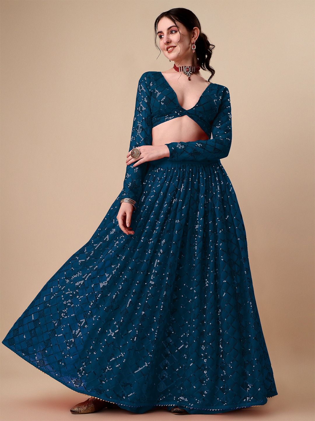 Vaidehi Fashion Embroidered Ready to Wear Lehenga & Unstitched Blouse With Dupatta Price in India