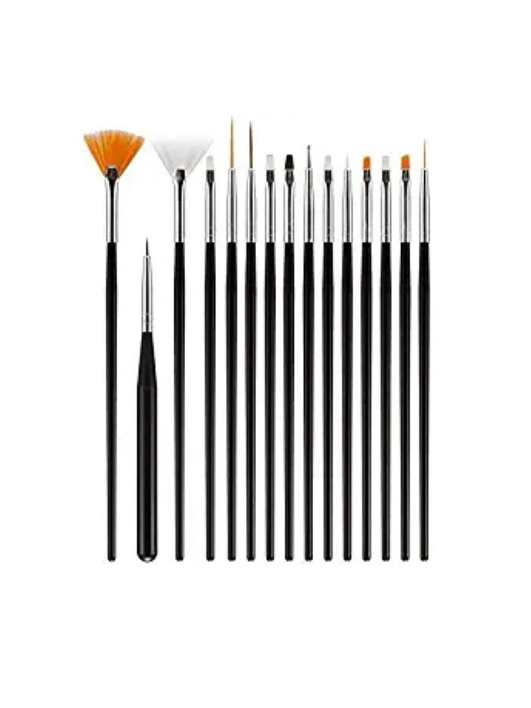 FEELHIGH Set of 15 Nail Art Brushes - Black