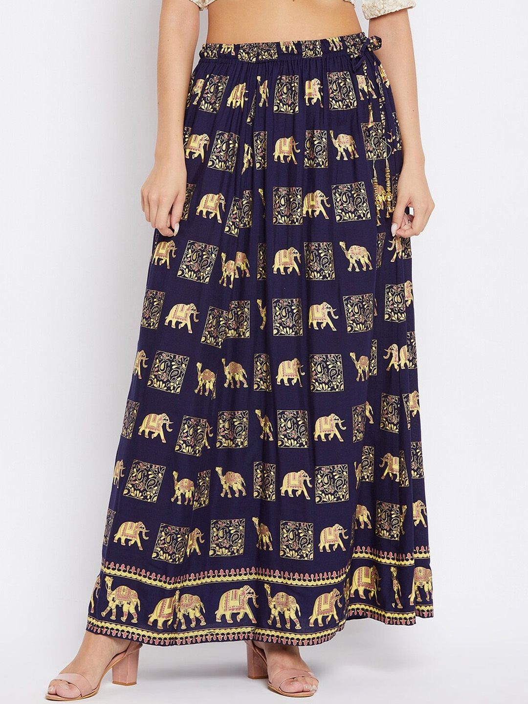 Clora Creation Ethnic Motifs Printed Flared Maxi Skirts Price in India