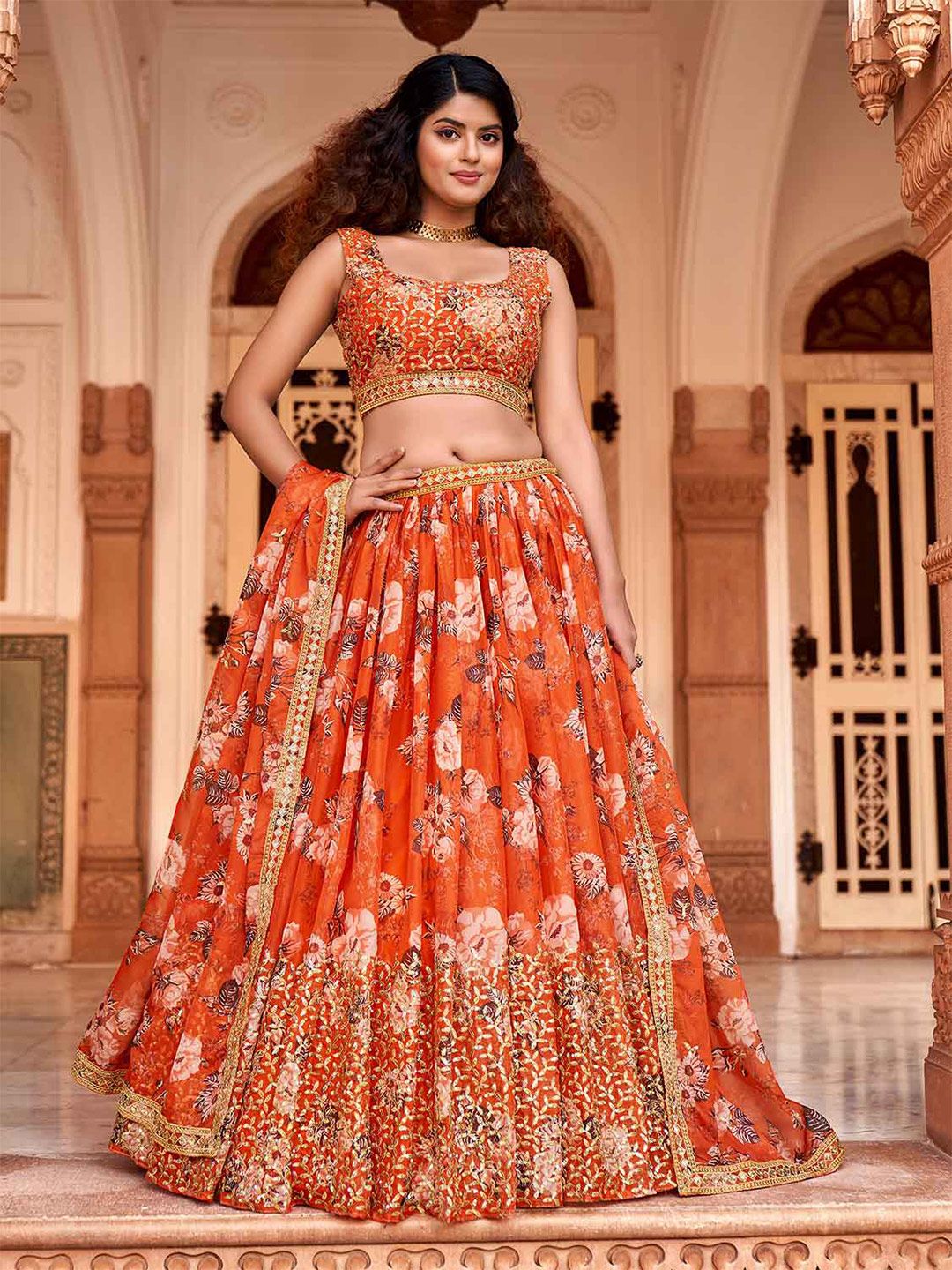 SHOPGARB Embroidered Semi-Stitched Lehenga & Unstitched Blouse With Price in India