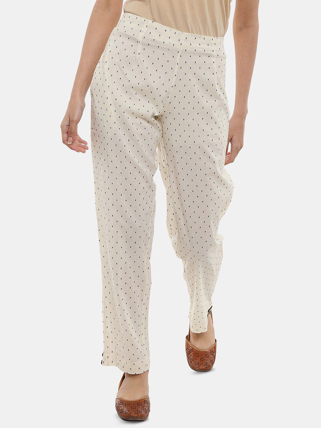 V-Mart Women Conversational Printed Plain Cotton Trousers Price in India