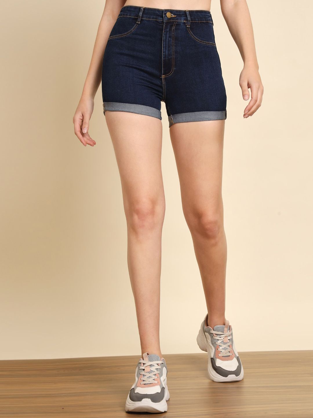 BAESD Women Skinny Fit Denim Shorts Price in India