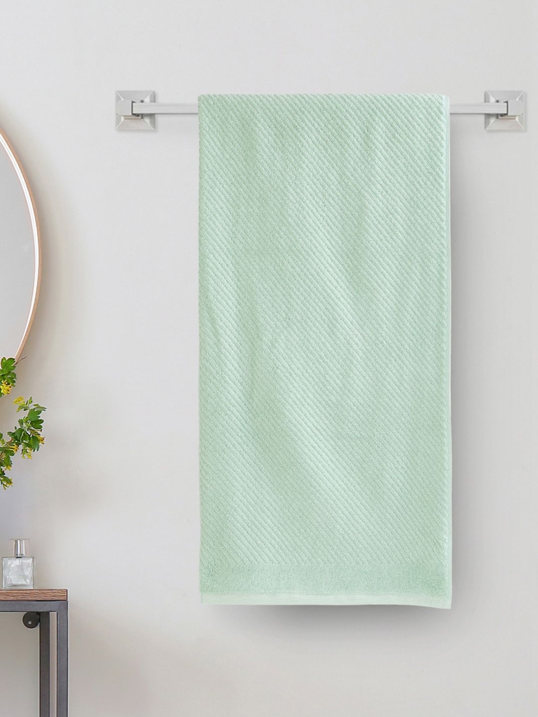 Home Centre Color Refresh Mint-Green Self-Designed 500 GSM Cotton Bath Towel