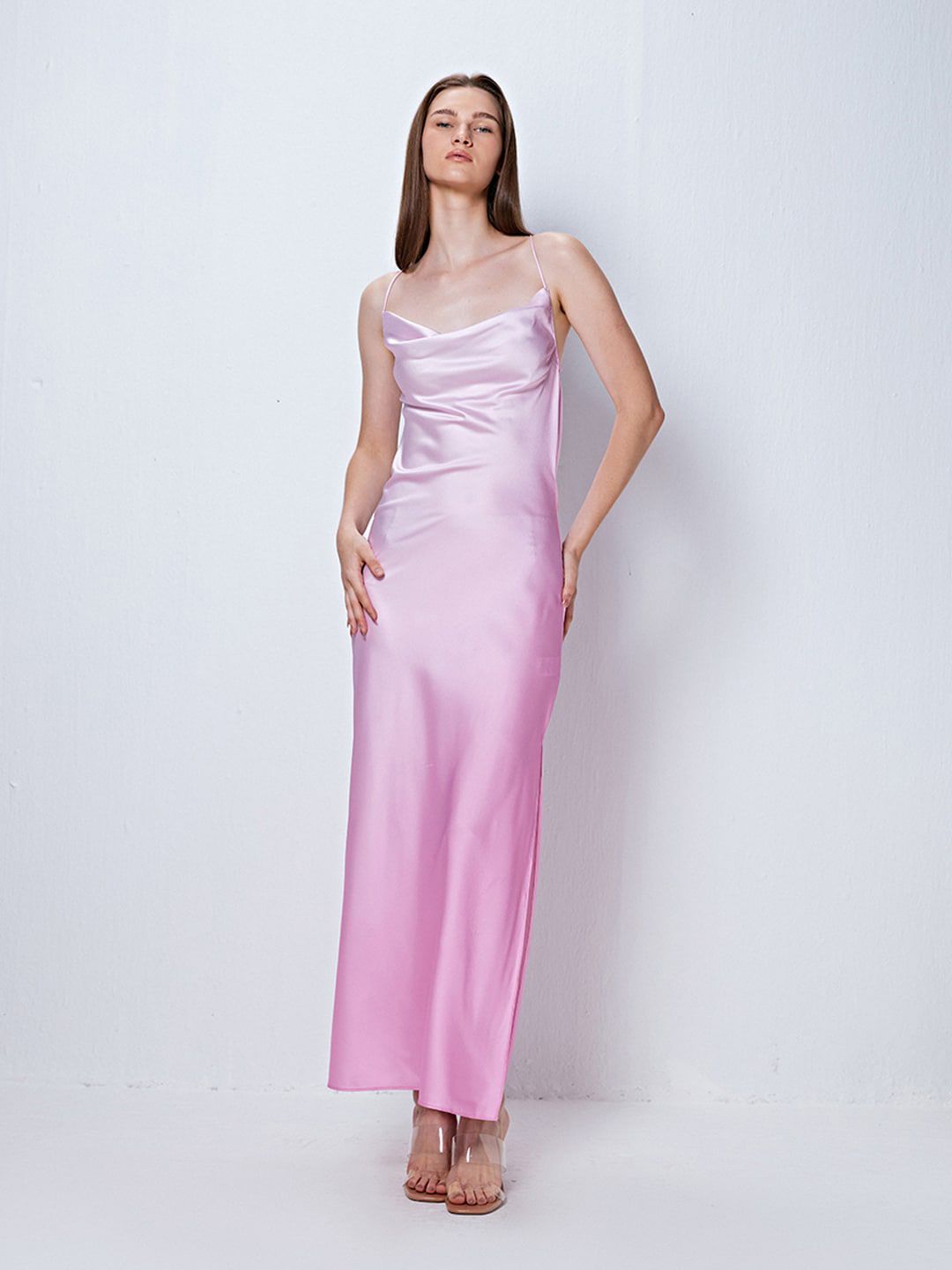 COVER STORY Pink Ombre Cowl Neck Maxi Dress