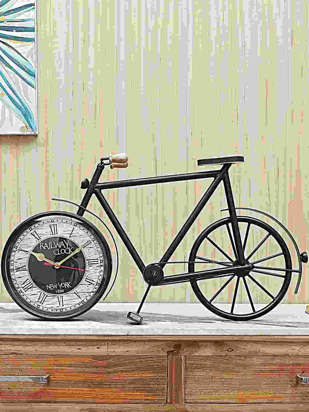 EXIM DECOR Black Metal Vintage Cycle Table Clock