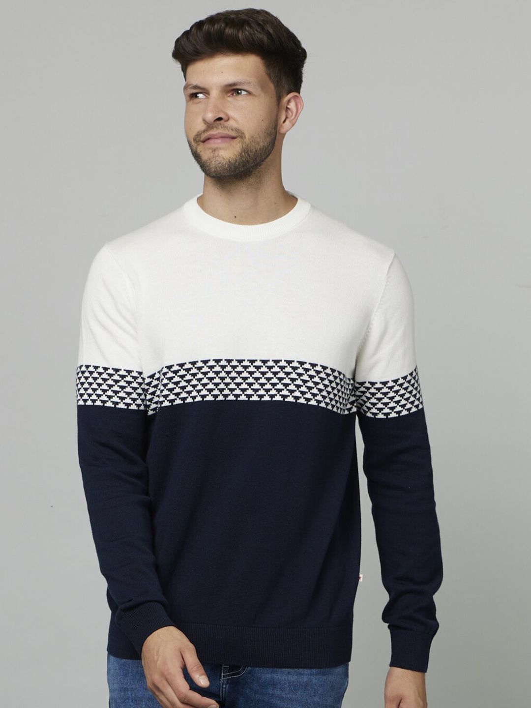Celio Colourblocked Cotton Pullover