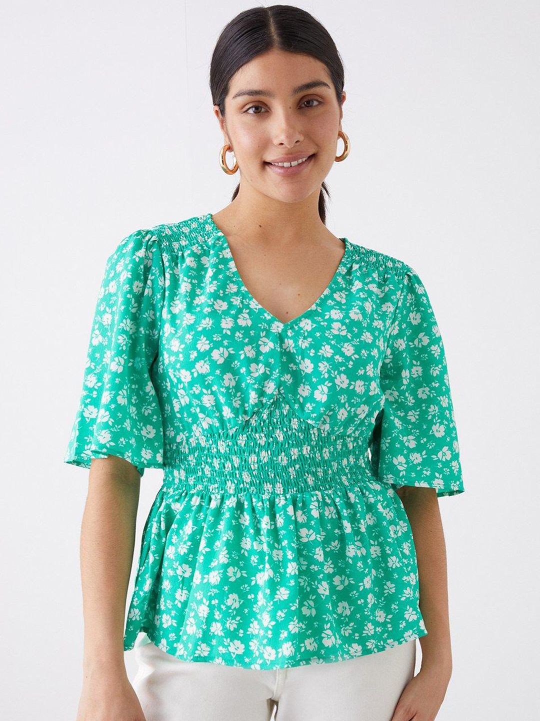 DOROTHY PERKINS Floral Print Cinched Waist Top Price in India