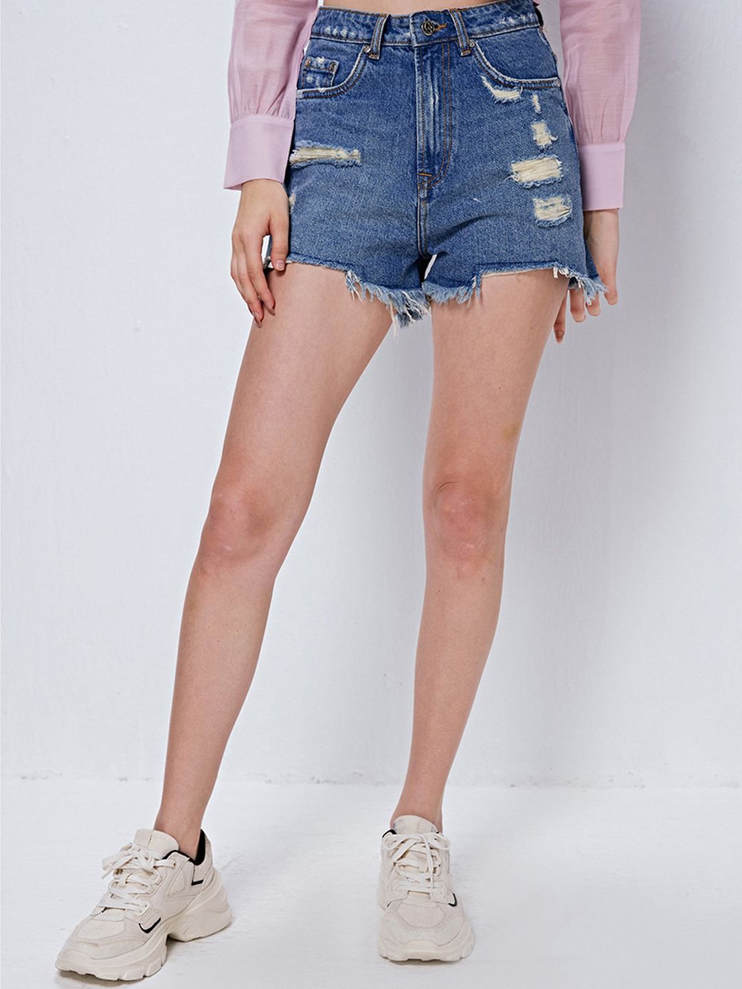 COVER STORY Women Blue Denim Shorts Price in India