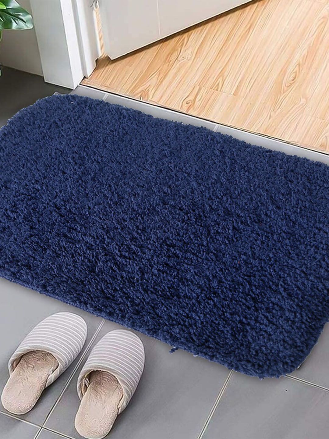 Buy CURIOUS LIFESTYLE Navy-Blue Anti-Slip Cotton Door Mat