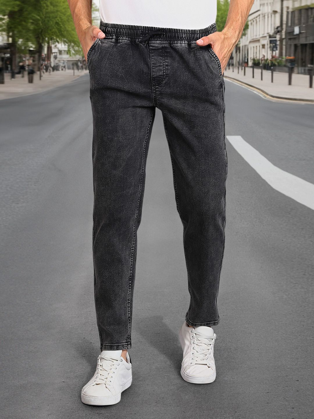 Urbano Fashion Men Clean Look Stretchable Jogger Jeans