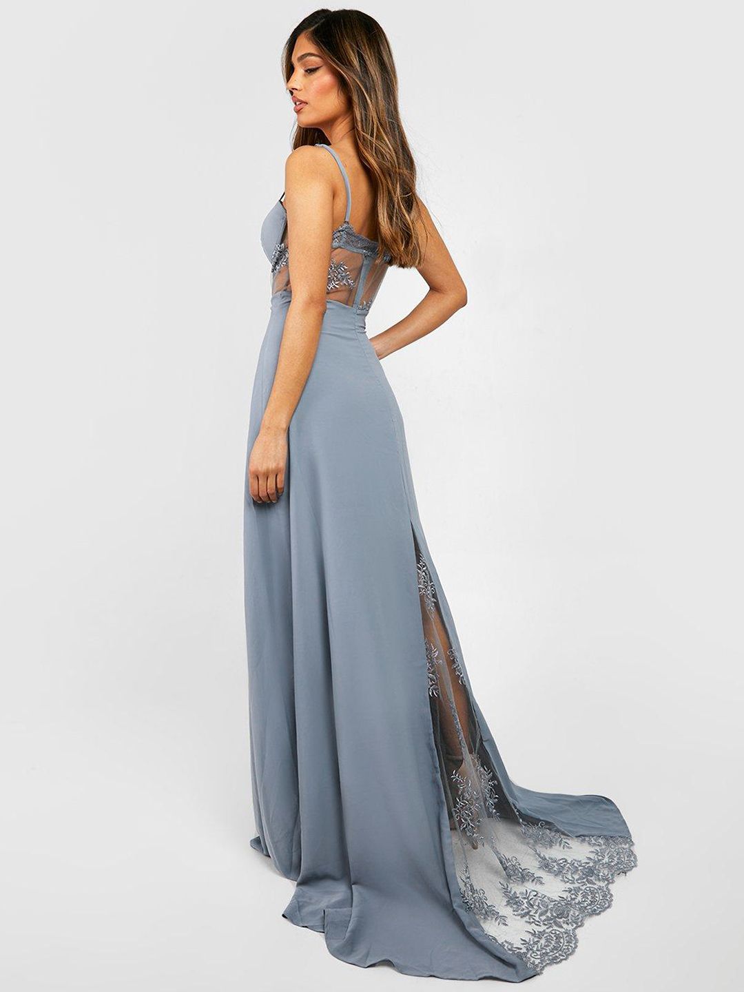 navy blue dress for baby girl Red Backless Flower Maxi Dress main image 0
