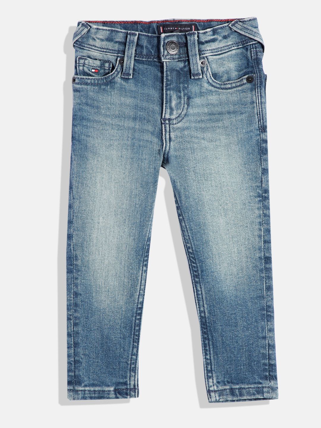 Tommy Hilfiger Boys Slim Fit Mid-Rise Heavy Fade Stretchable Jeans