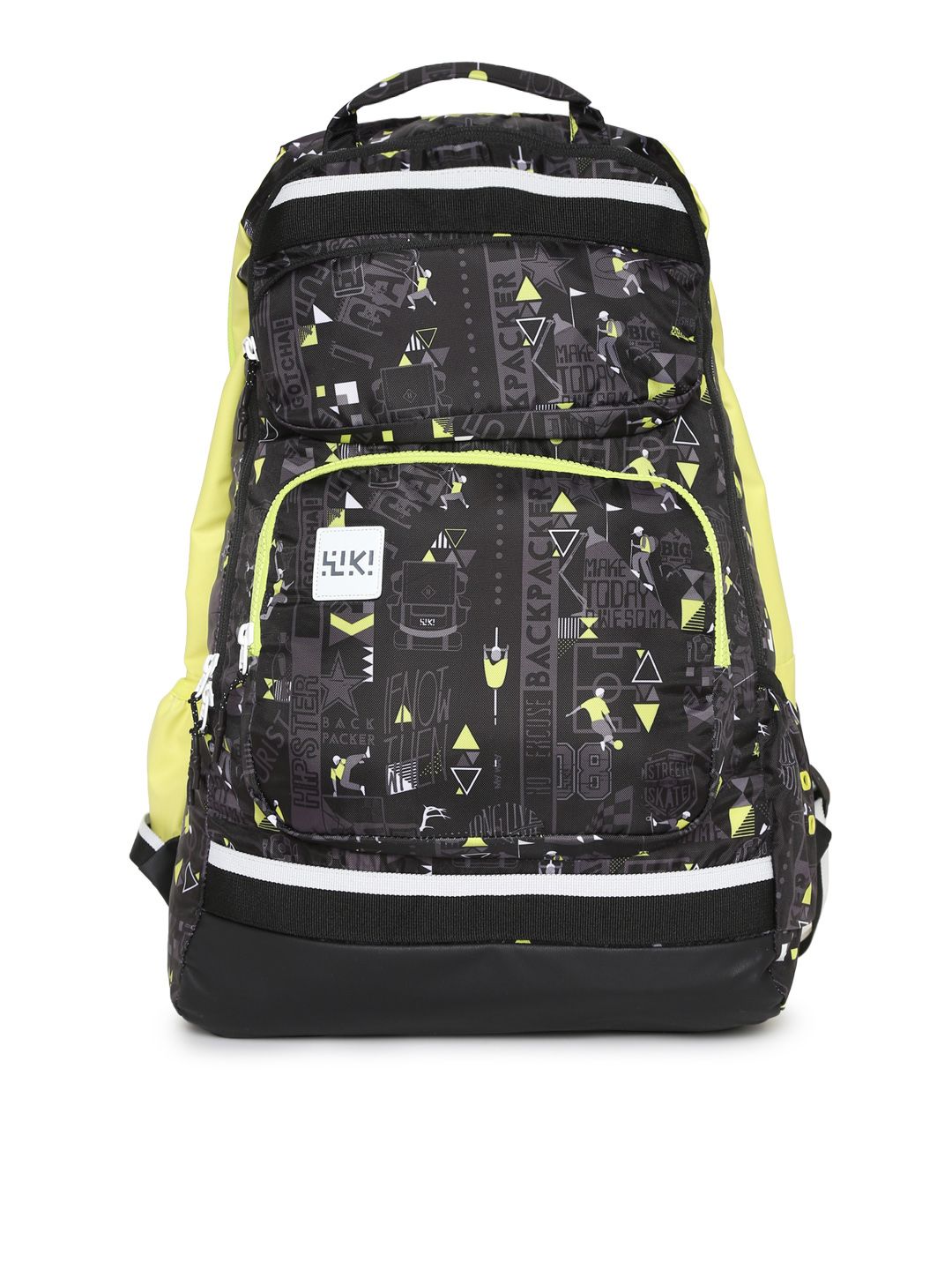 Wildcraft Toss Unisex Black & Fluorescent Green Graphic Reversible Backpack Price in India