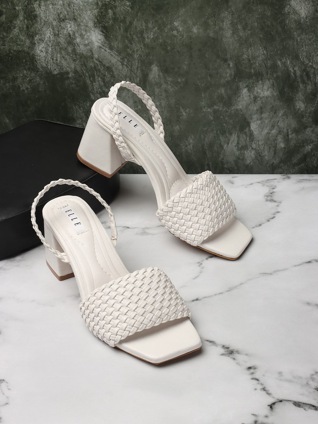 ELLE Textured Block Heels With Backstrap