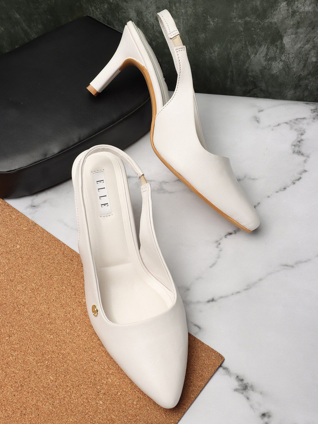 ELLE Pointed Toe Slim Heel Mules