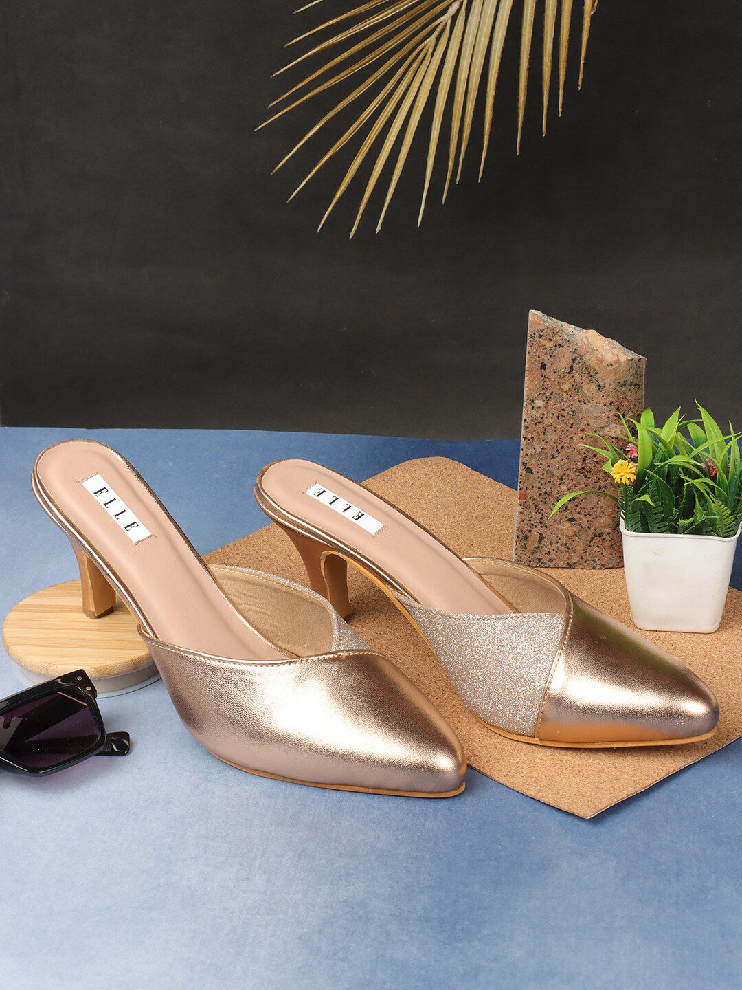 ELLE Pointed Toe Party Slim Heeled Mules