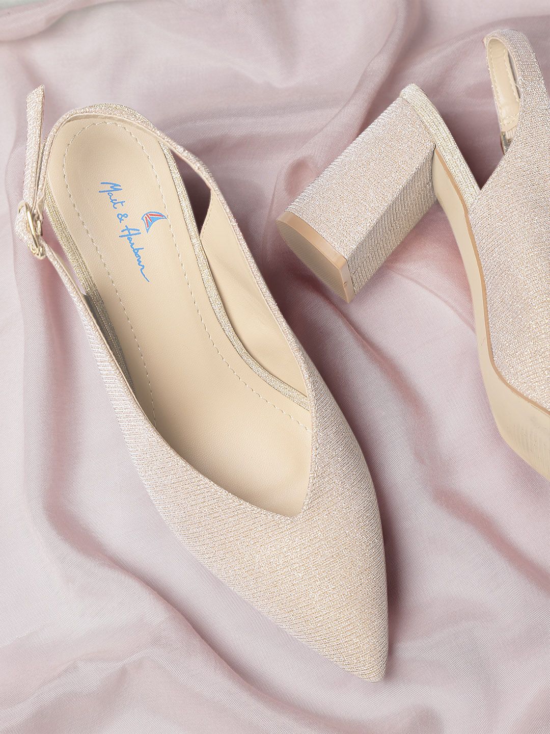 Mast & Harbour Women Beige Shimmer Pumps Price in India