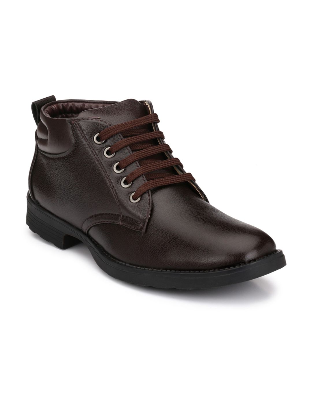 Mactree Men Brown Solid Synthetic Leather Mid-Top Derbys