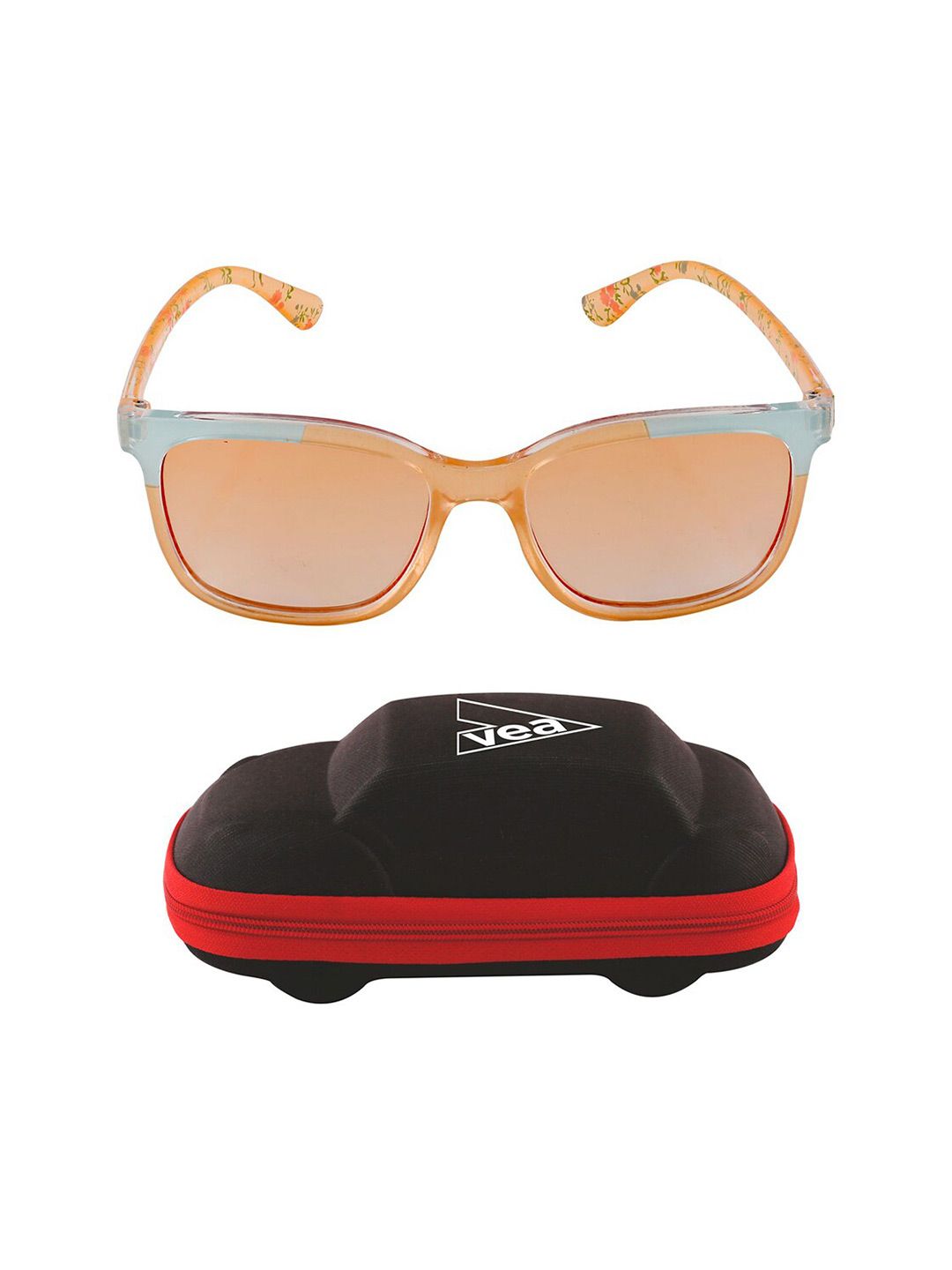 VEA Girls Orange Lens & Gold-Toned Square Sunglasses with UV Protected Lens