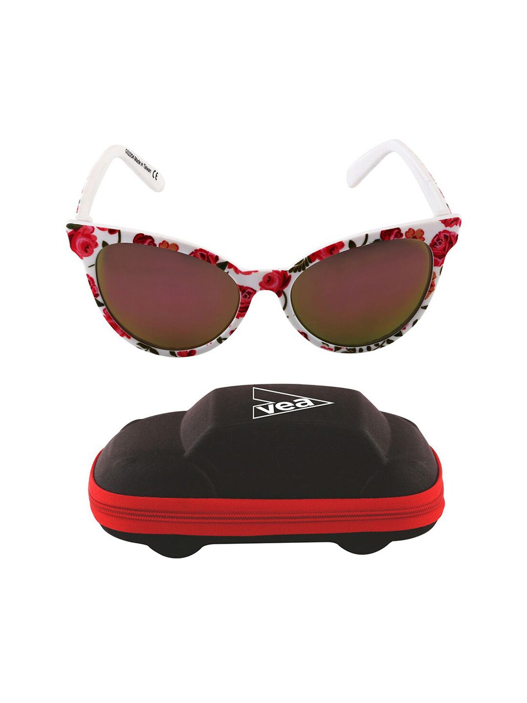 VEA Girls Brown Lens & White Cateye Sunglasses with UV Protected Lens