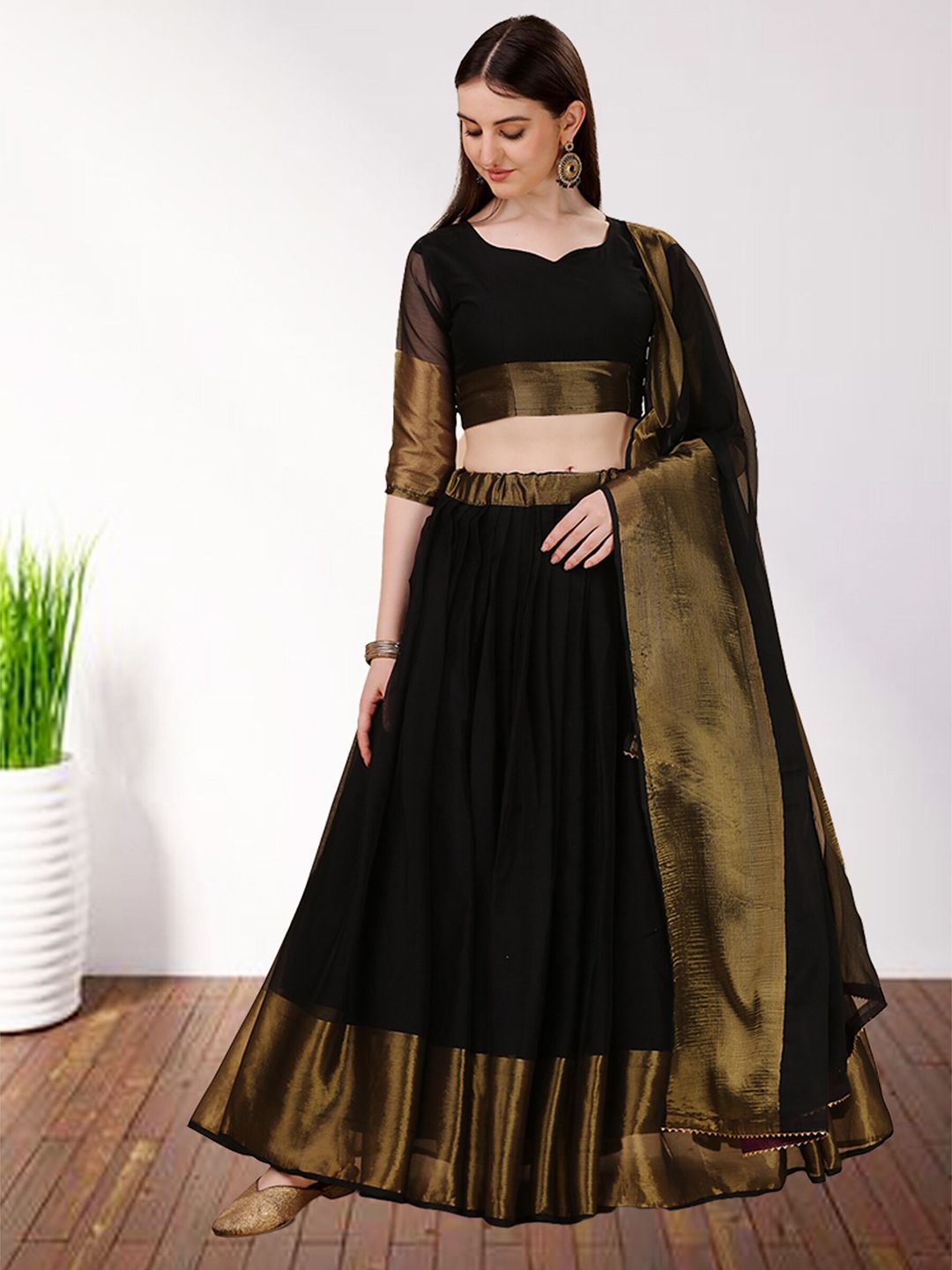 N N ENTERPRISE Semi-Stitched Lehenga & Unstitched Blouse With Dupatta Price in India