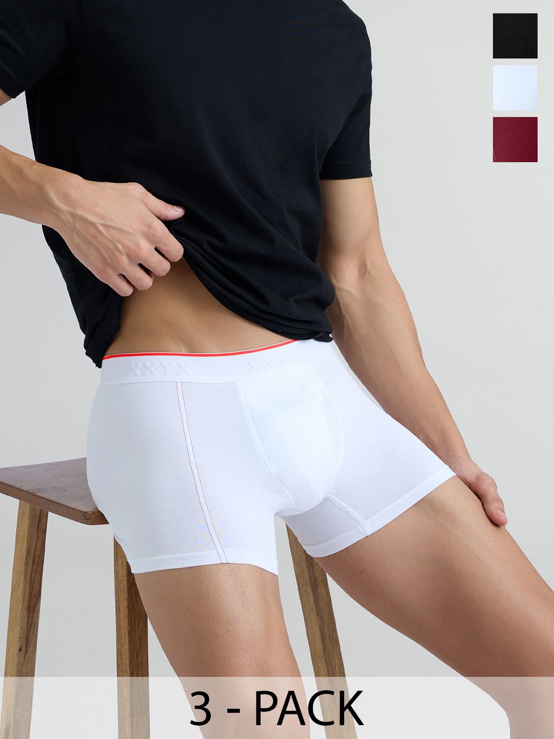 Buy XYXX Pack Of 3 Crux IntelliFresh Mid-Rise Cotton Trunks