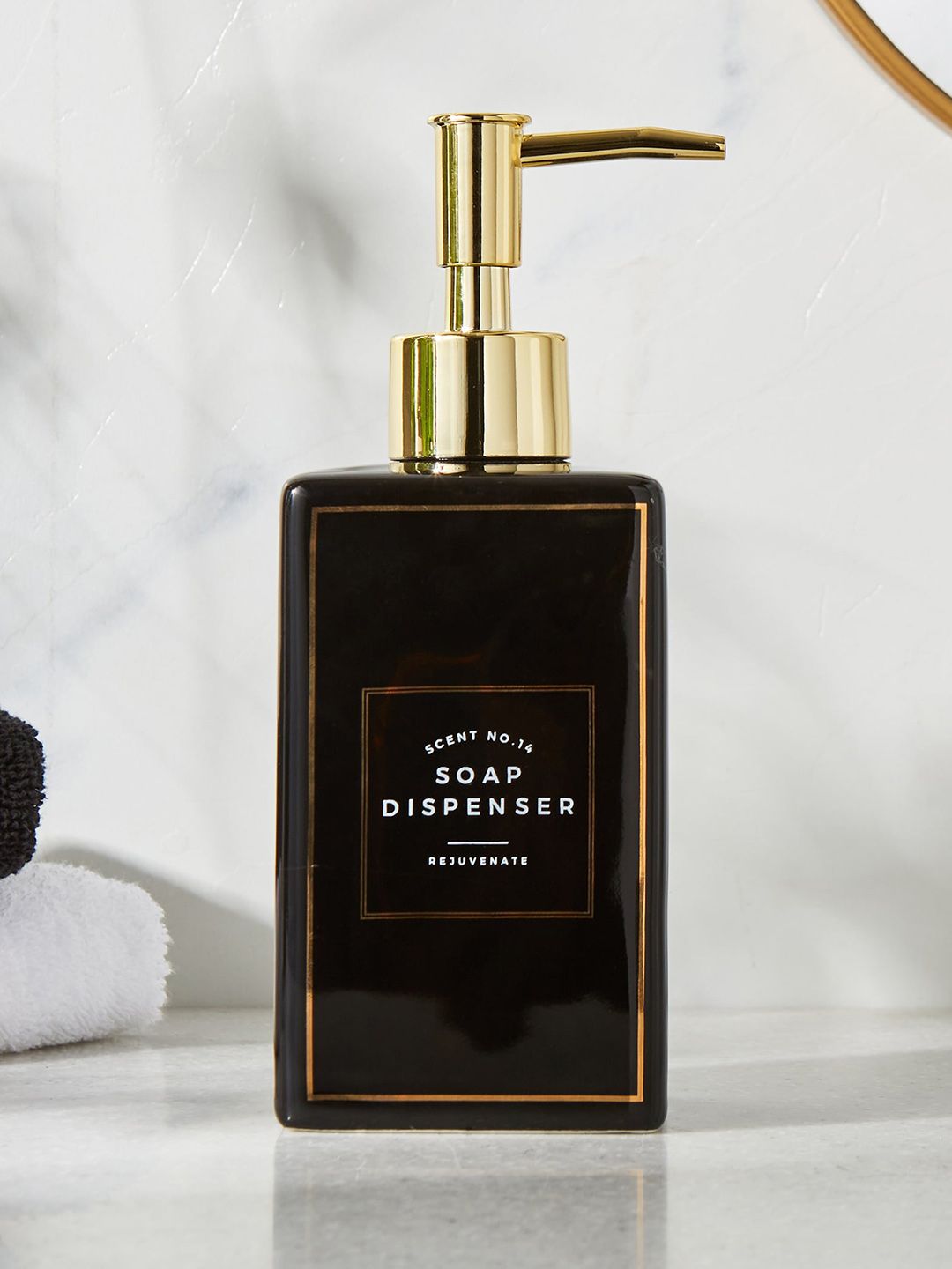 Home Centre Aubree Della Black Ceramic Soap Dispenser