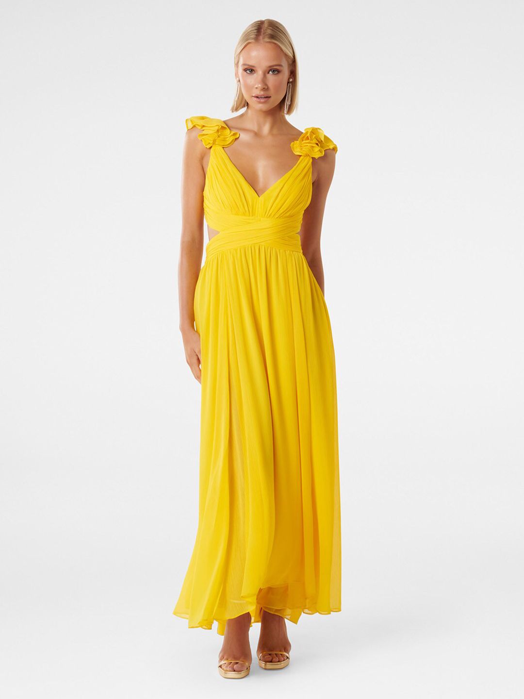 Forever New V-Neck Cut-Outs Detail Fit & Flare Maxi Dress Price in India
