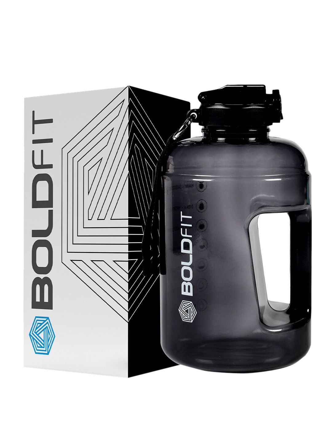 BOLDFIT Gallon Black Plastic Water Bottle-2.2L