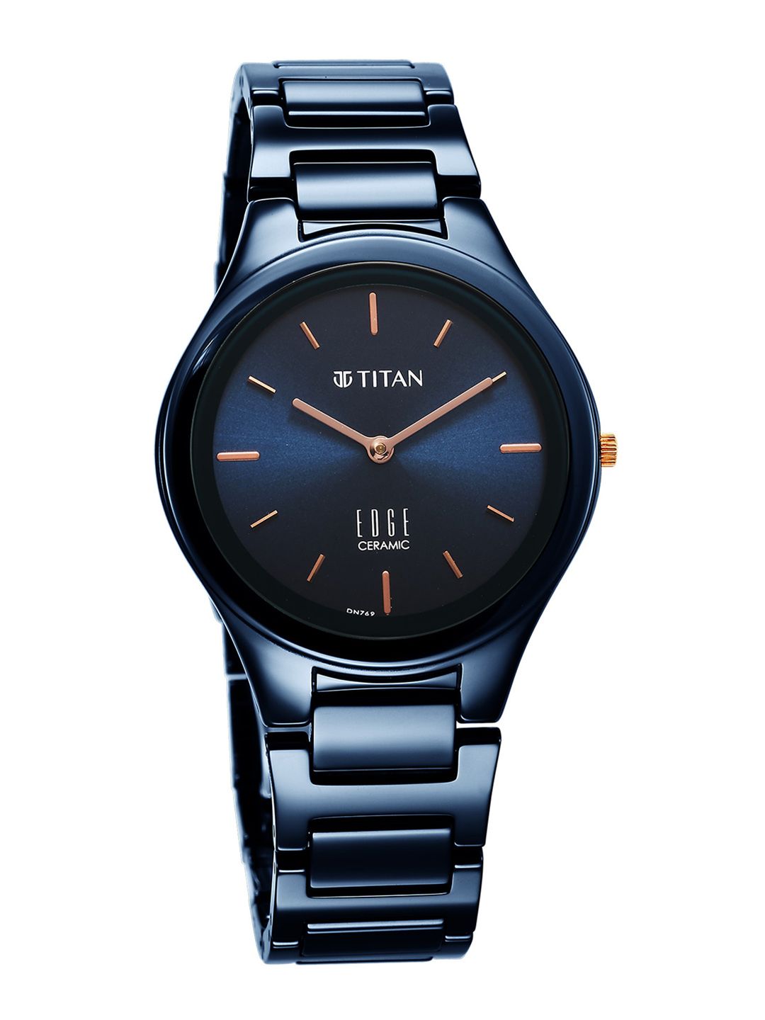 Edge Ceramic Quartz Analog With Blue Dial Watch For - Nt2653qc03