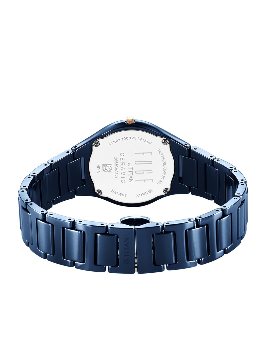 Edge Ceramic Quartz Analog With Blue Dial Watch For - Nt2653qc03