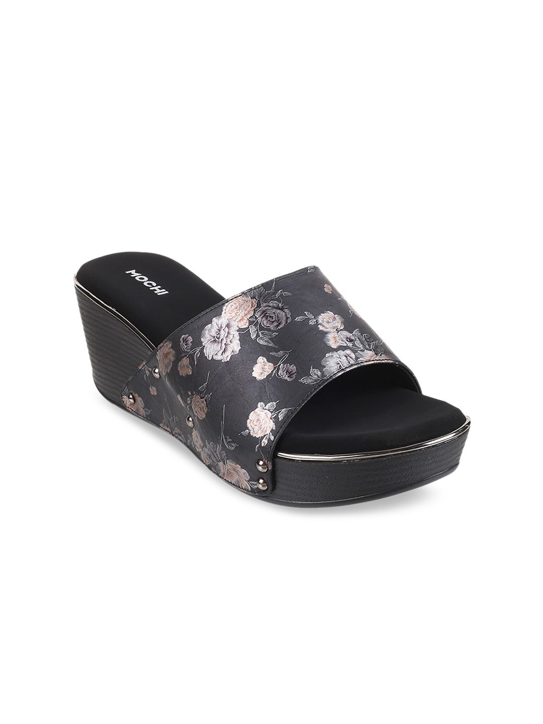 Mochi Floral Printed Wedge Mules