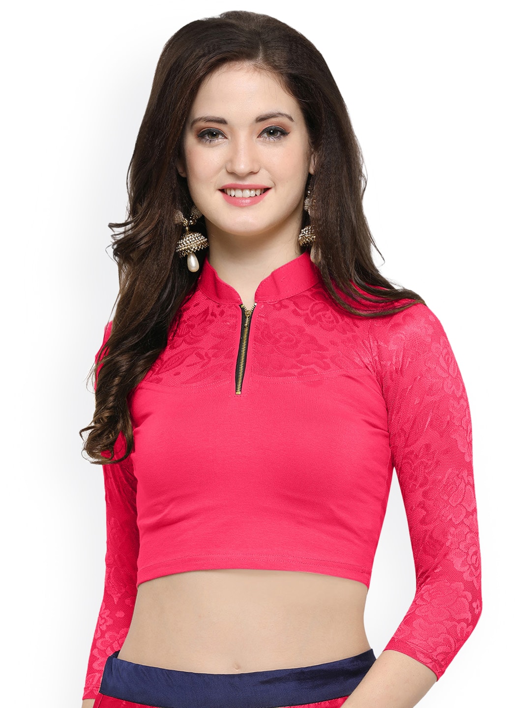 Janasya Pink Solid Saree Blouse Price in India