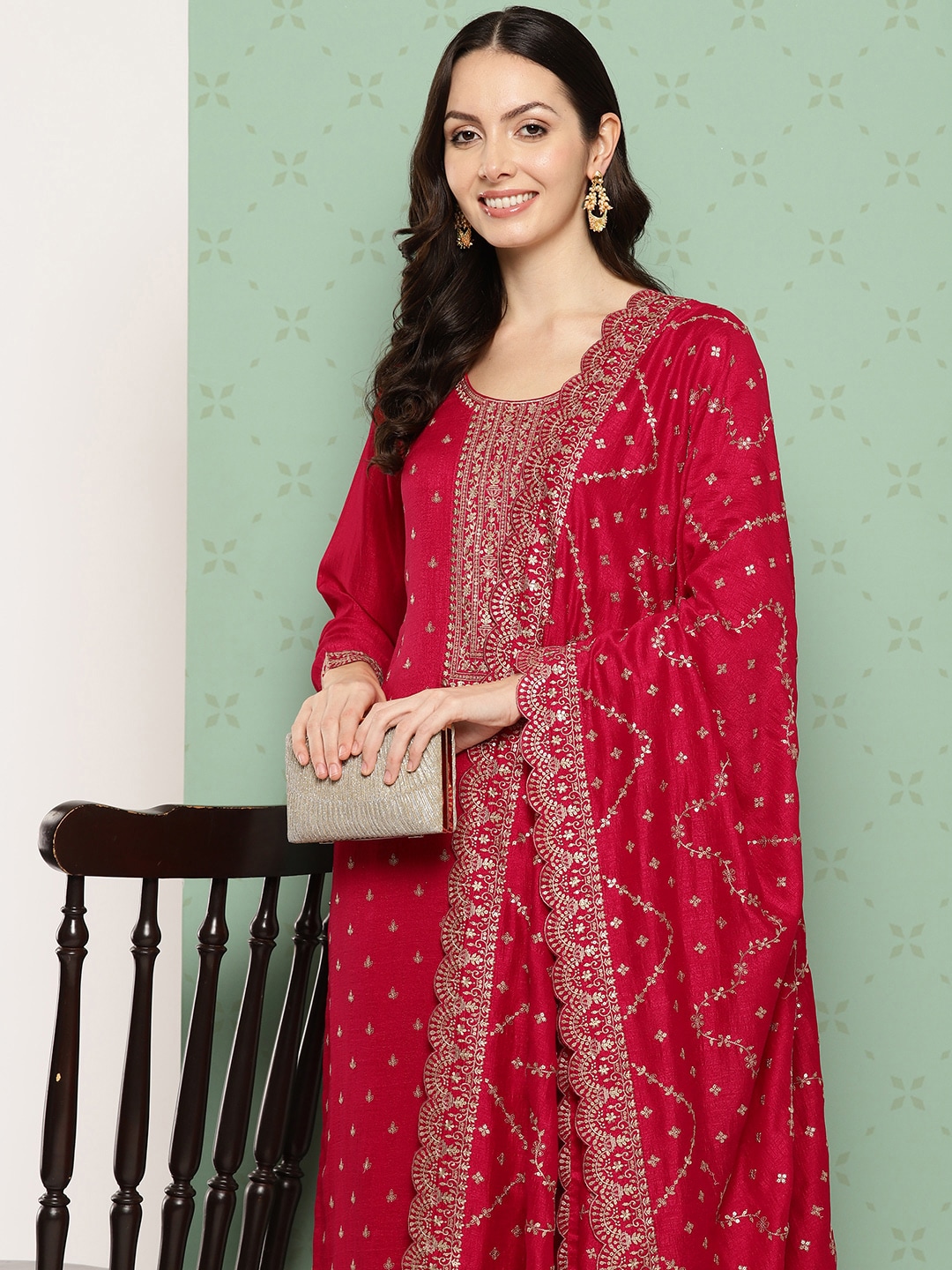 Libas Ethnic Motifs Embroidered Thread Work Kurta with Trousers & Dupatta Price in India