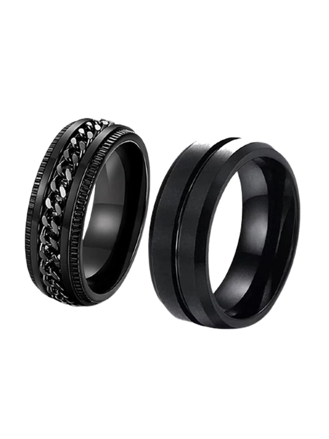 MEENAZ Unisex Set Of 2 Silver-Plated Finger Rings