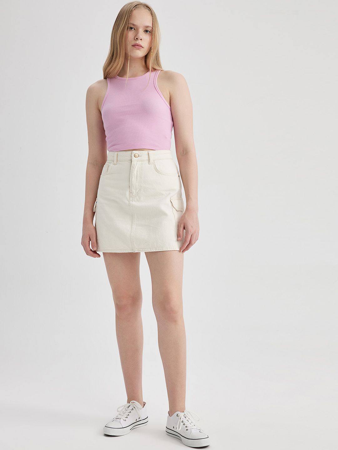 DeFacto Pure Cotton Straight Mini Skirt Price in India