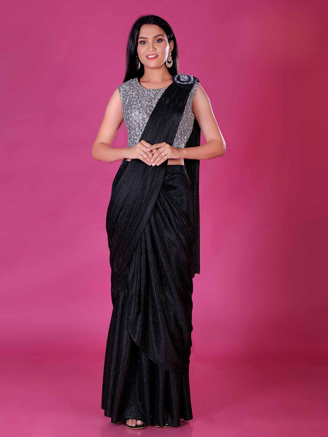 HALFSAREE STUDIO Embellished Ready to Wear Saree Price in India