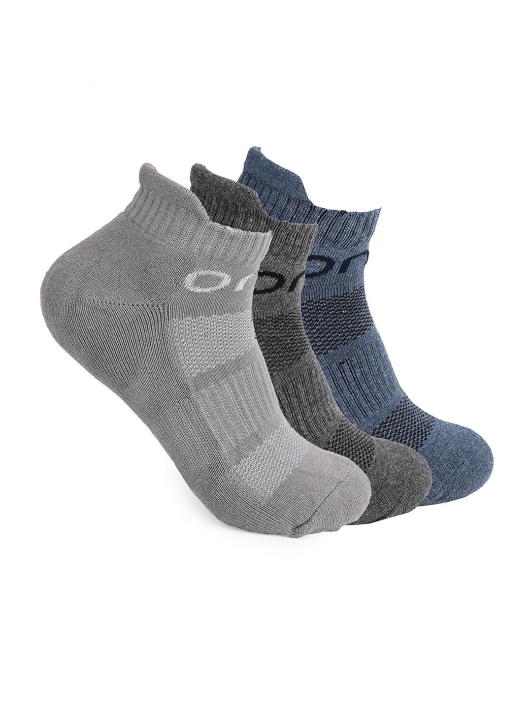One8 Men Pack Of 3 Patterned Ankle-Length Cotton Socks