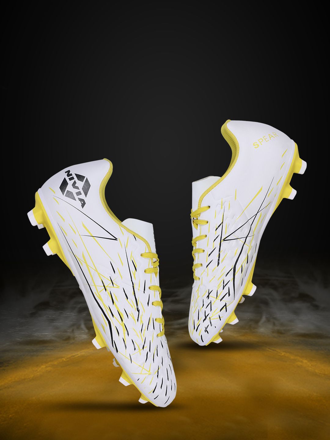 NIVIA Spear Football Studs with Lightweight PU Synthetic Upper For Hard & Grassy Surfaces
