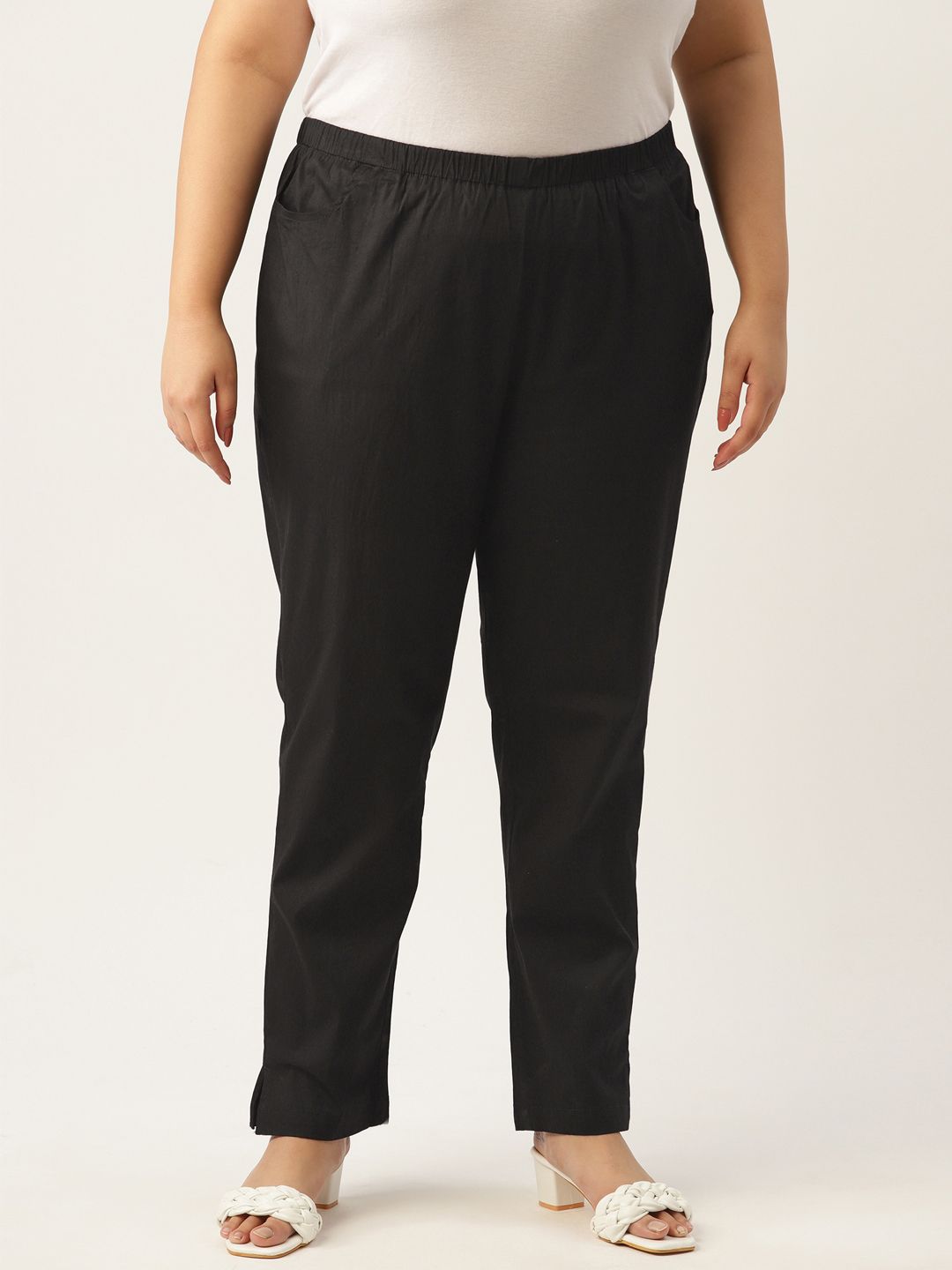theRebelinme Women Plus Size Relaxed High-Rise Trousers Price in India