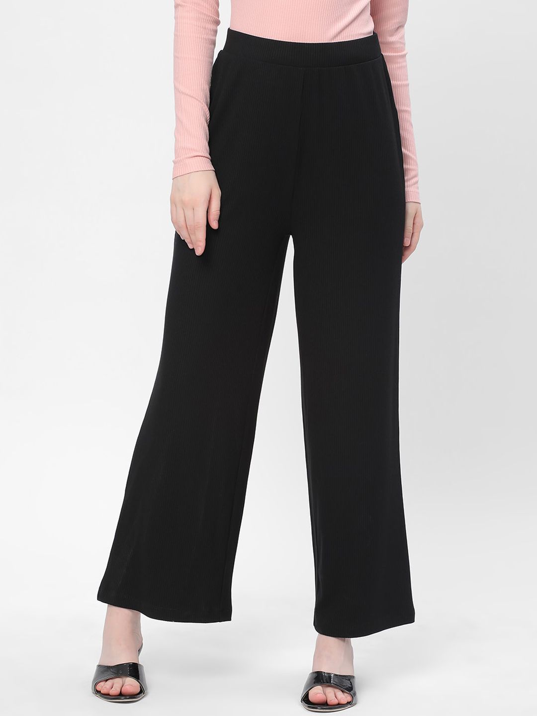 R&B Women Mid-Rise Parallel Trousers Price in India