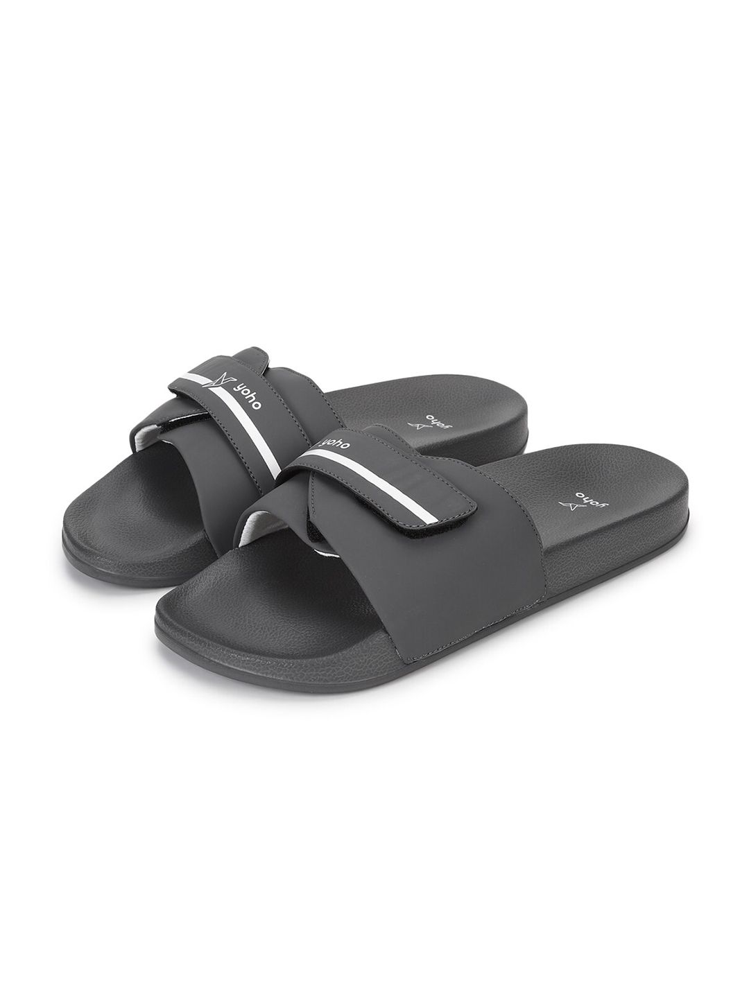 yoho Men Black Striped Waterproof Sliders Flip Flops